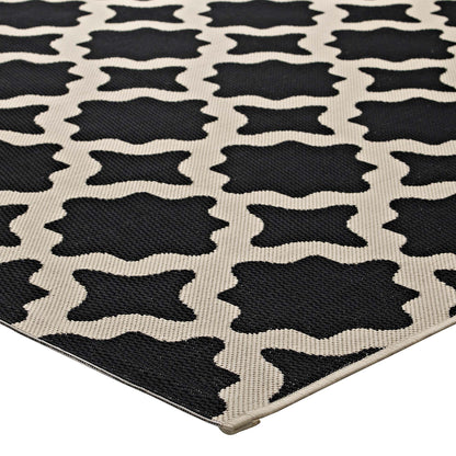 Modway Outlet Cerelia Moroccan Trellis Indoor and Outdoor 4x6 Area Rug by Modway  Living Room Rugs Black and Beige - R-1139F-46