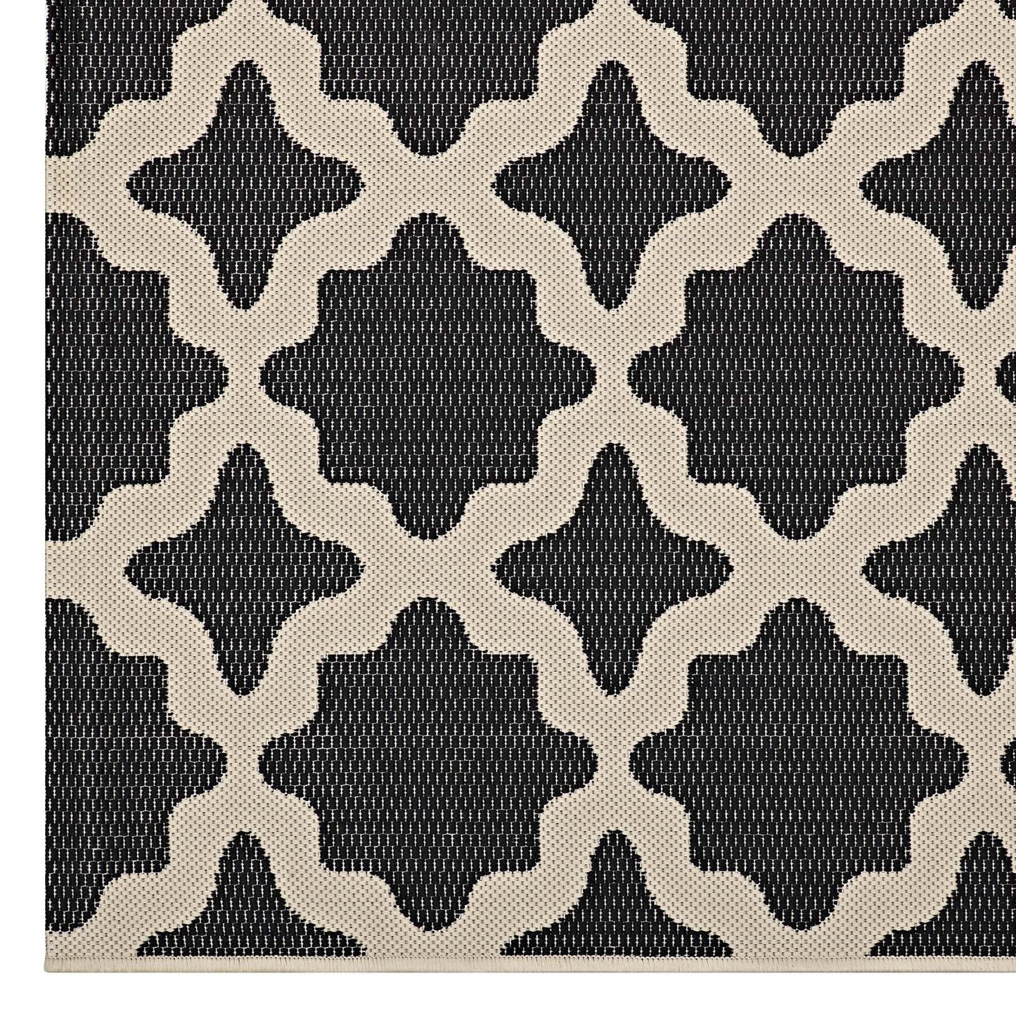 Modway Outlet Cerelia Moroccan Trellis Indoor and Outdoor 5x8 Area Rug by Modway  Living Room Rugs Black and Beige - R-1139F-58