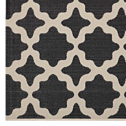 Modway Outlet Cerelia Moroccan Trellis Indoor and Outdoor 5x8 Area Rug by Modway  Living Room Rugs Black and Beige - R-1139F-58
