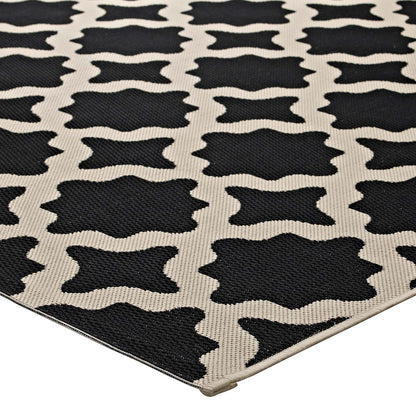 Modway Outlet Cerelia Moroccan Trellis Indoor and Outdoor 5x8 Area Rug by Modway  Living Room Rugs Black and Beige - R-1139F-58