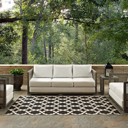 Modway Outlet Cerelia Moroccan Trellis Indoor and Outdoor 5x8 Area Rug by Modway  Living Room Rugs Black and Beige - R-1139F-58
