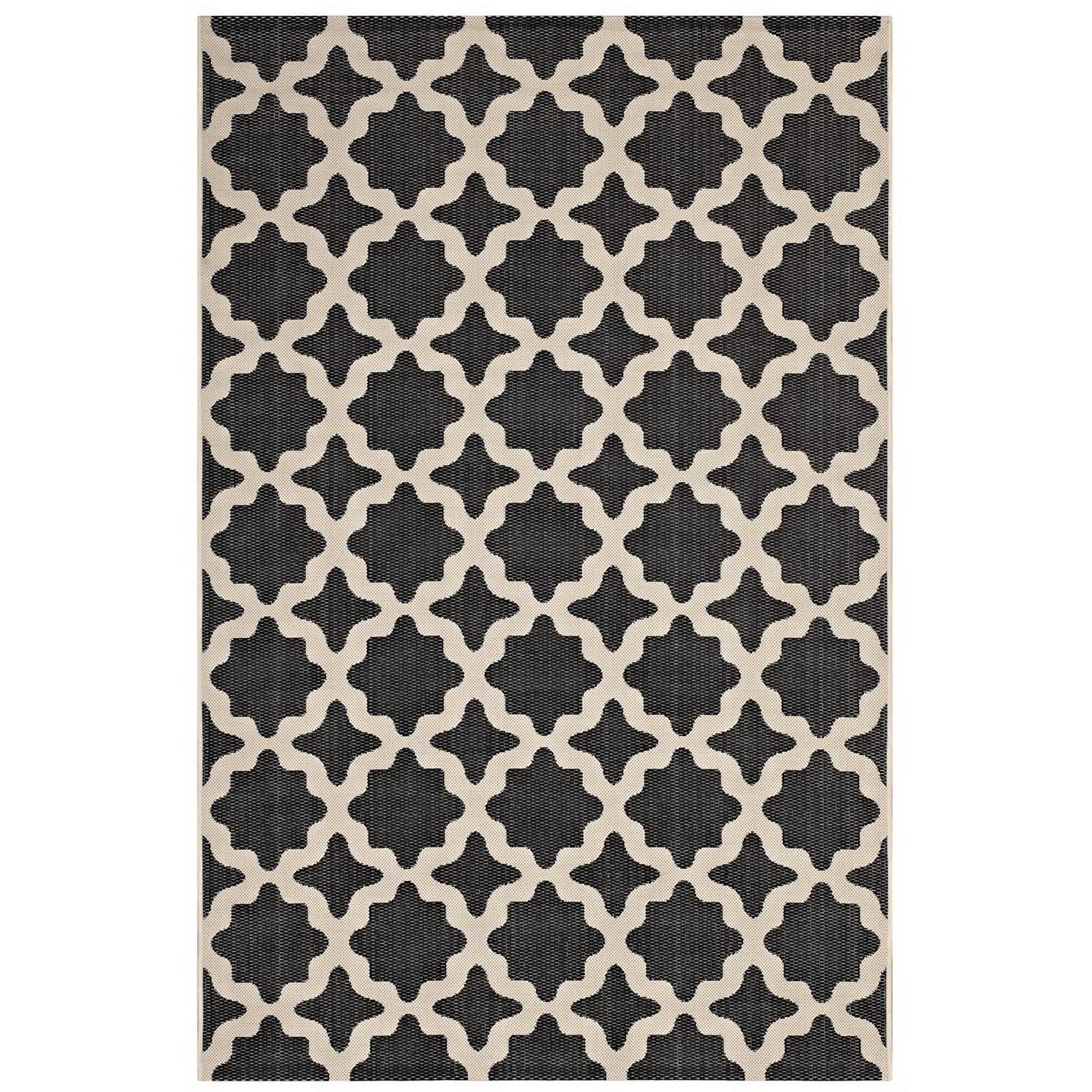 Modway Outlet Cerelia Moroccan Trellis Indoor and Outdoor 8x10 Area Rug by Modway  Living Room Rugs Black and Beige - R-1139F-810