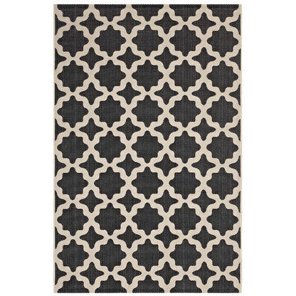 Modway Outlet Cerelia Moroccan Trellis Indoor and Outdoor 8x10 Area Rug by Modway  Living Room Rugs Black and Beige - R-1139F-810