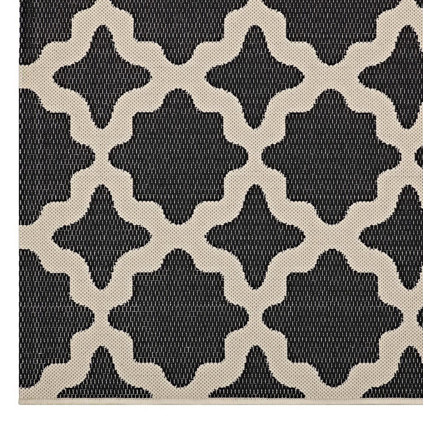 Modway Outlet Cerelia Moroccan Trellis Indoor and Outdoor 8x10 Area Rug by Modway  Living Room Rugs Black and Beige - R-1139F-810
