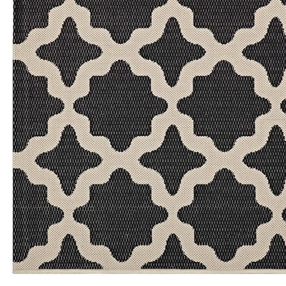Modway Outlet Cerelia Moroccan Trellis Indoor and Outdoor 8x10 Area Rug by Modway  Living Room Rugs Black and Beige - R-1139F-810