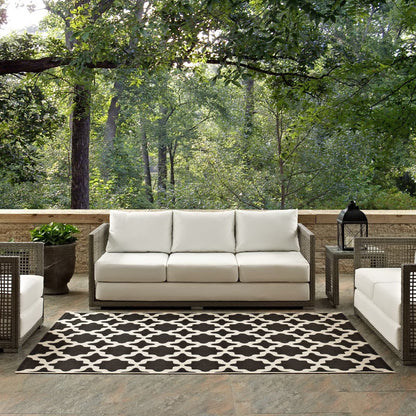 Modway Outlet Cerelia Moroccan Trellis Indoor and Outdoor 8x10 Area Rug by Modway  Living Room Rugs Black and Beige - R-1139F-810