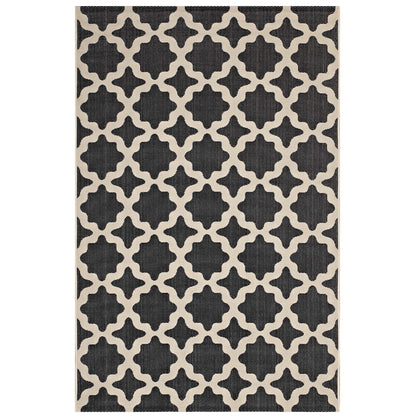 Modway Outlet Cerelia Moroccan Trellis Indoor and Outdoor 9x12 Area Rug by Modway  Living Room Rugs Black and Beige - R-1139F-912