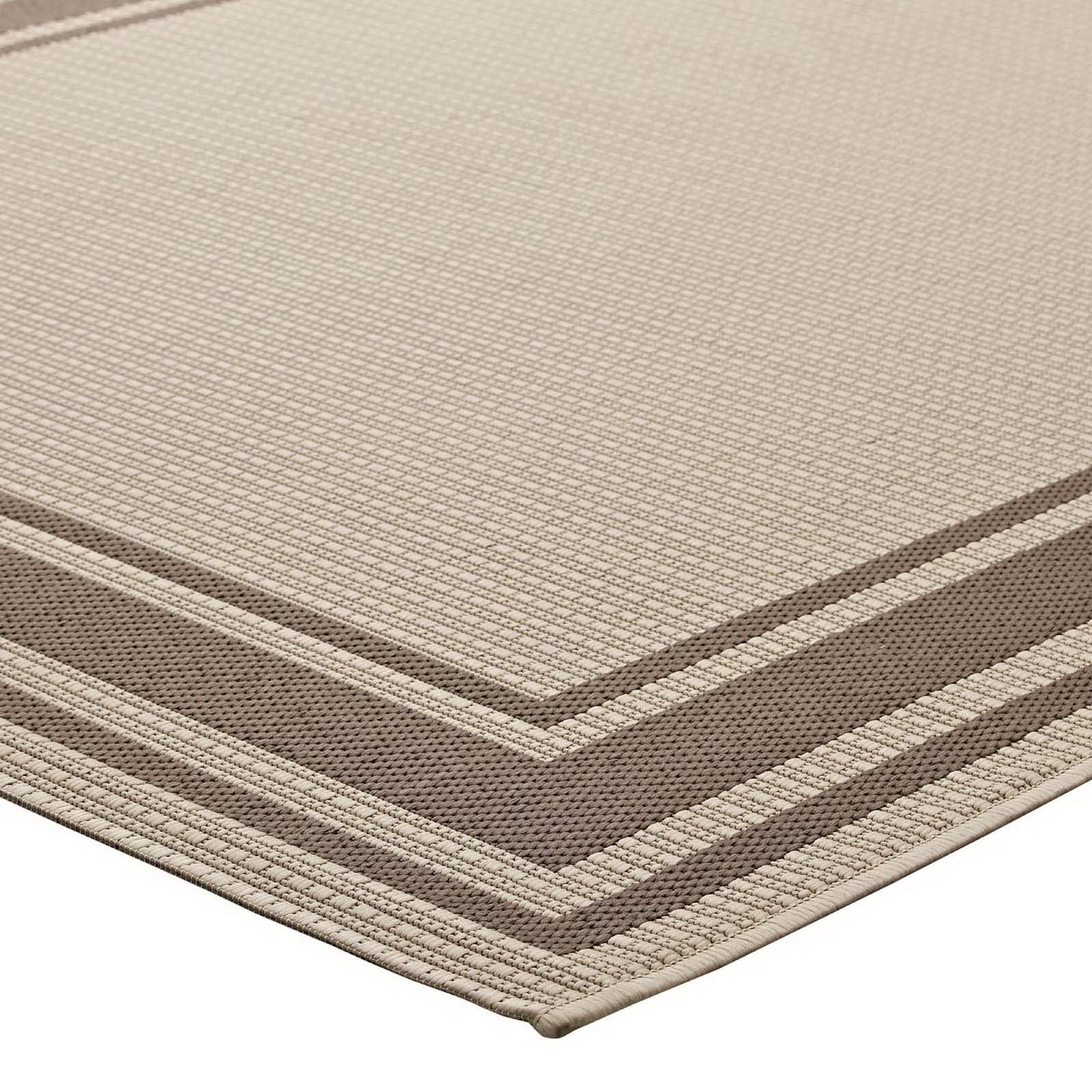 Modway Outlet Rim Solid Border Indoor and Outdoor 5x8 Area Rug by Modway  Living Room Rugs Light and Dark Beige - R-1140A-58