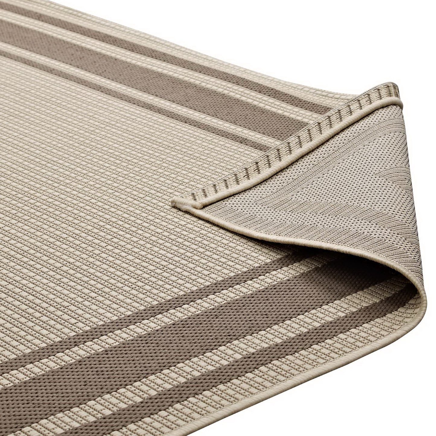 Modway Outlet Rim Solid Border Indoor and Outdoor 5x8 Area Rug by Modway  Living Room Rugs Light and Dark Beige - R-1140A-58