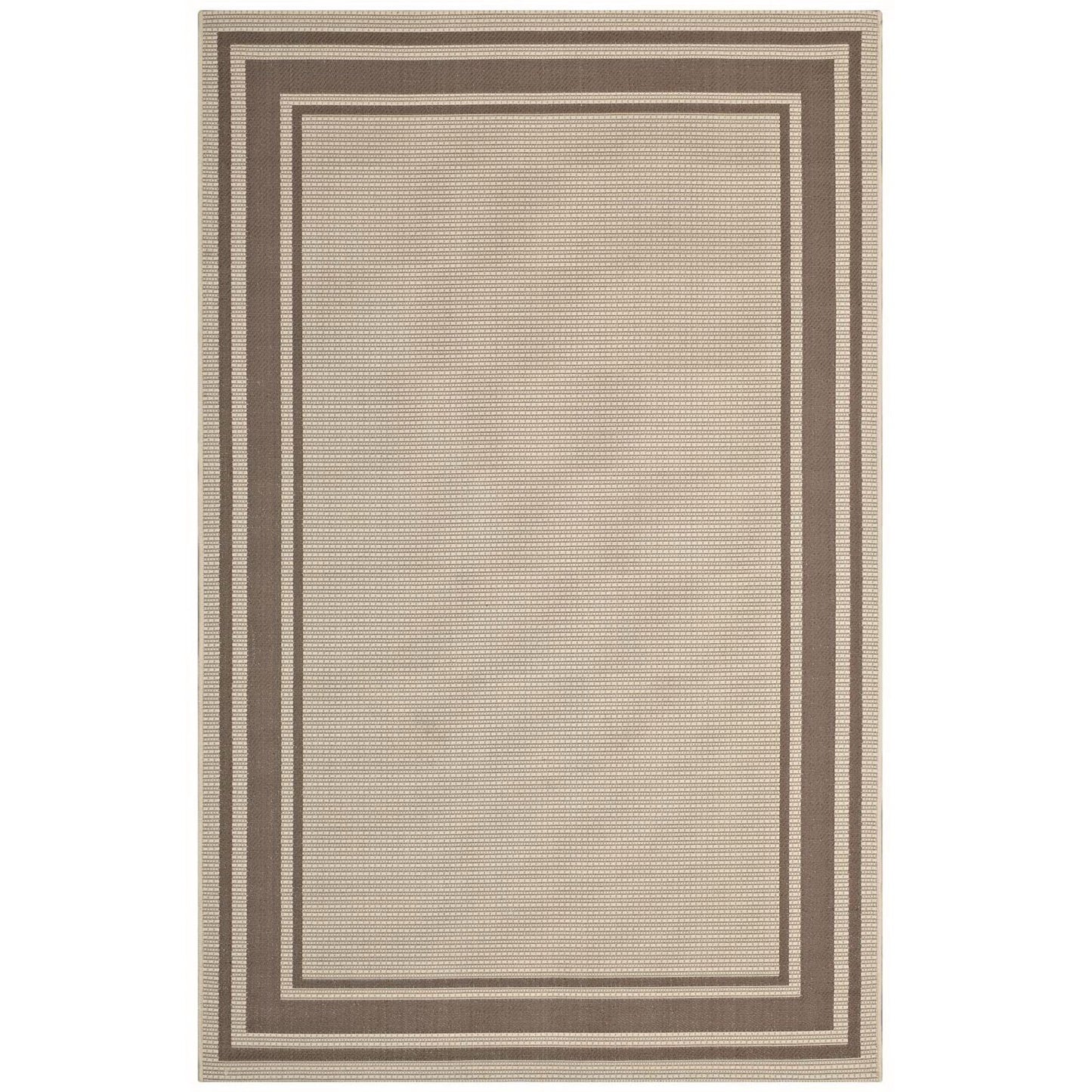 Modway Outlet Rim Solid Border Indoor and Outdoor 8x10 Area Rug by Modway  Living Room Rugs Light and Dark Beige - R-1140A-810