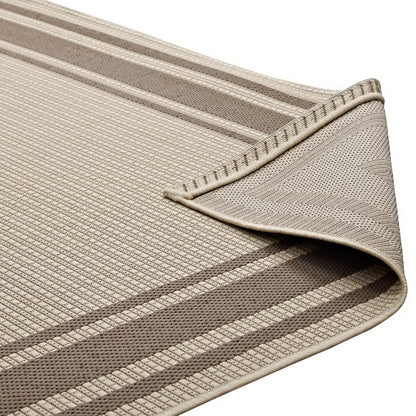 Modway Outlet Rim Solid Border Indoor and Outdoor 8x10 Area Rug by Modway  Living Room Rugs Light and Dark Beige - R-1140A-810