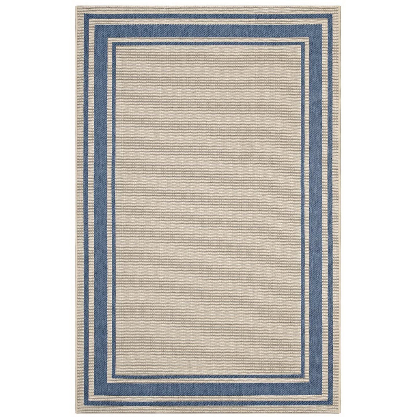 Modway Outlet Rim Solid Border Indoor and Outdoor 5x8 Area Rug by Modway  Living Room Rugs Blue and Beige - R-1140C-58