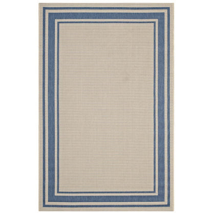 Modway Outlet Rim Solid Border Indoor and Outdoor 5x8 Area Rug by Modway  Living Room Rugs Blue and Beige - R-1140C-58