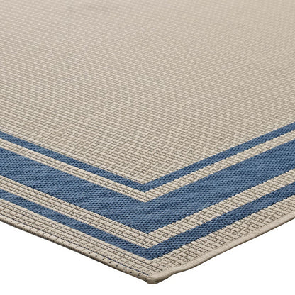 Modway Outlet Rim Solid Border Indoor and Outdoor 5x8 Area Rug by Modway  Living Room Rugs Blue and Beige - R-1140C-58