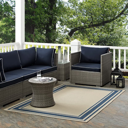 Modway Outlet Rim Solid Border Indoor and Outdoor 5x8 Area Rug by Modway  Living Room Rugs Blue and Beige - R-1140C-58