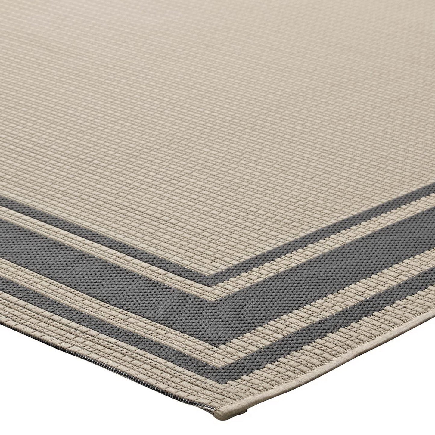 Modway Outlet Rim Solid Border Indoor and Outdoor 5x8 Area Rug by Modway  Living Room Rugs Gray and Beige - R-1140D-58