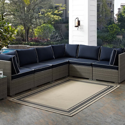 Modway Outlet Rim Solid Border Indoor and Outdoor 5x8 Area Rug by Modway  Living Room Rugs Gray and Beige - R-1140D-58