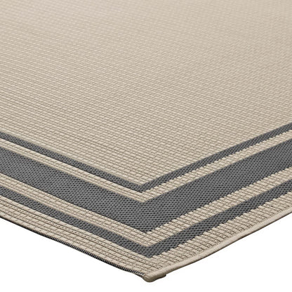 Modway Outlet Rim Solid Border Indoor and Outdoor 8x10 Area Rug by Modway  Living Room Rugs Gray and Beige - R-1140D-810
