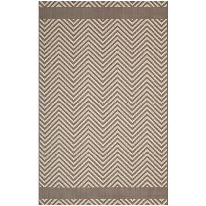Modway Outlet Optica Chevron With End Borders Indoor and Outdoor 5x8 Area Rug by Modway  Living Room Rugs Light and Dark Beige - R-1141A-58