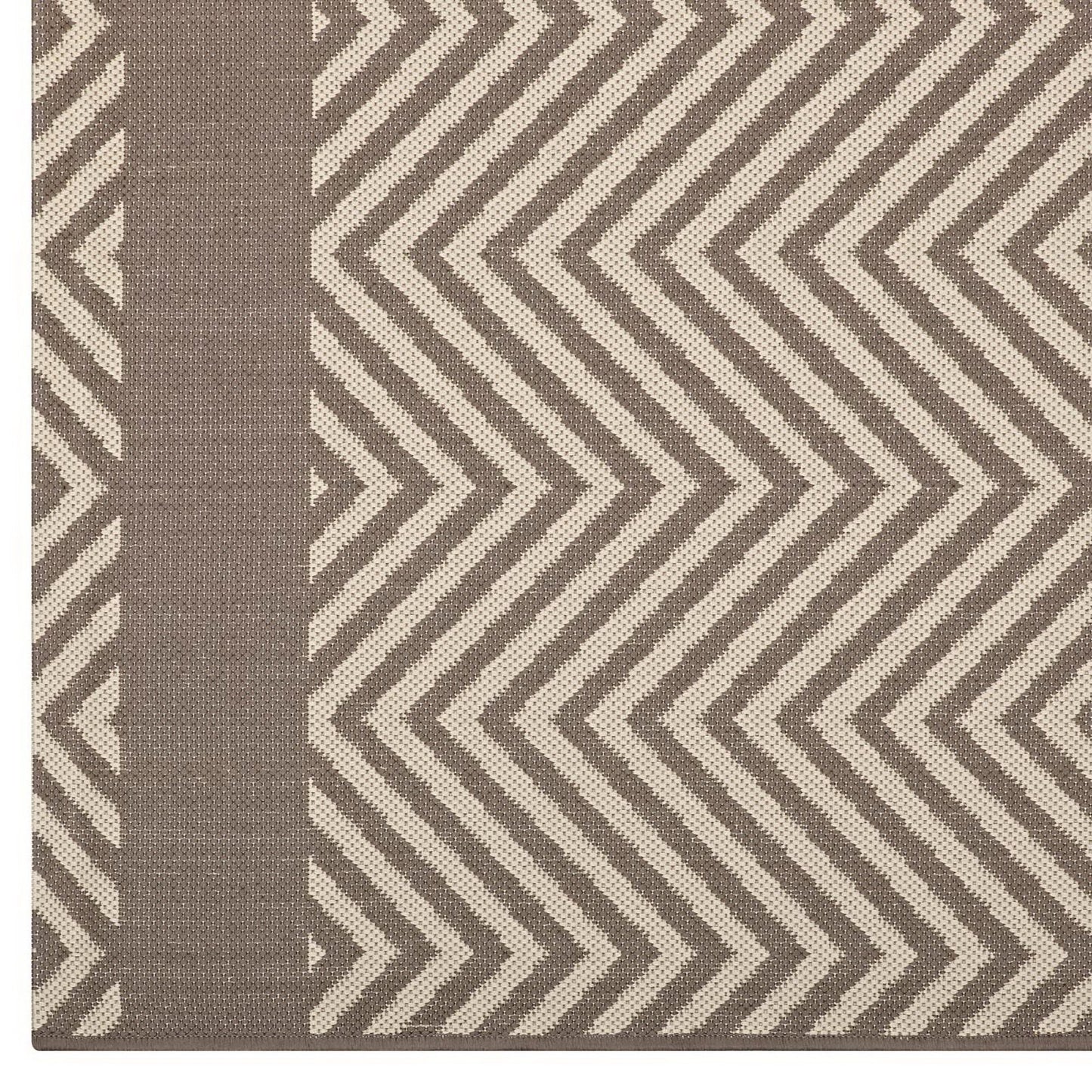 Modway Outlet Optica Chevron With End Borders Indoor and Outdoor 5x8 Area Rug by Modway  Living Room Rugs Light and Dark Beige - R-1141A-58