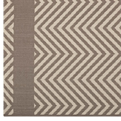 Modway Outlet Optica Chevron With End Borders Indoor and Outdoor 5x8 Area Rug by Modway  Living Room Rugs Light and Dark Beige - R-1141A-58