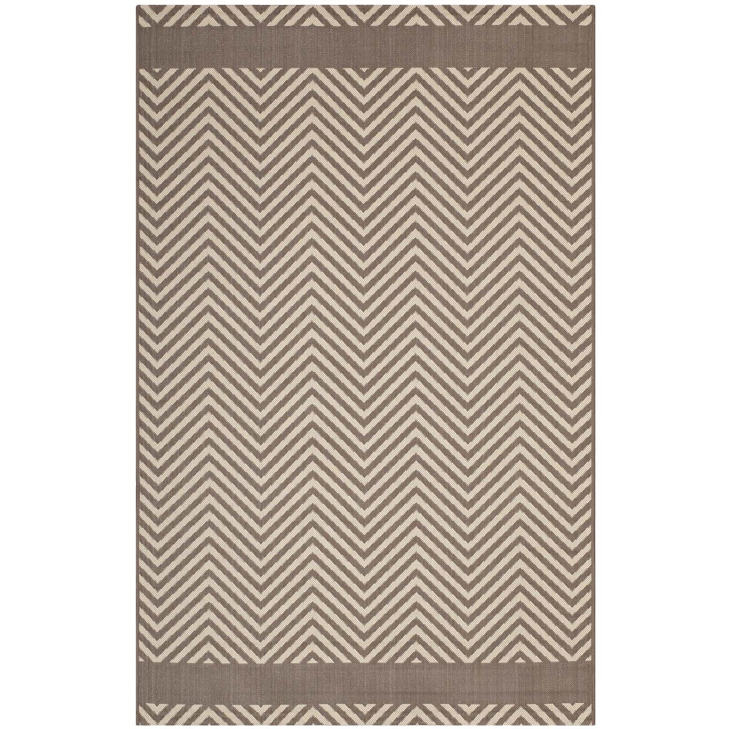 Modway Outlet Optica Chevron With End Borders Indoor and Outdoor 8x10 Area Rug by Modway  Living Room Rugs Light and Dark Beige - R-1141A-810