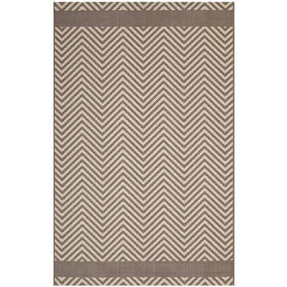 Modway Outlet Optica Chevron With End Borders Indoor and Outdoor 8x10 Area Rug by Modway  Living Room Rugs Light and Dark Beige - R-1141A-810