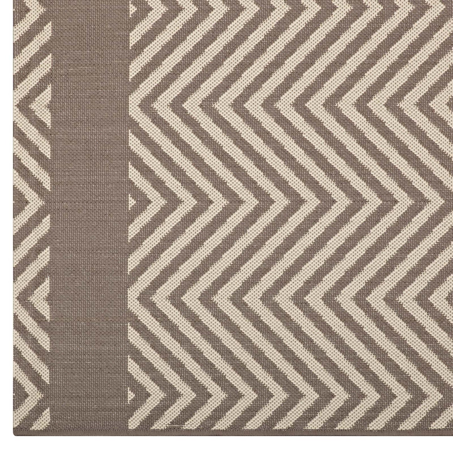 Modway Outlet Optica Chevron With End Borders Indoor and Outdoor 8x10 Area Rug by Modway  Living Room Rugs Light and Dark Beige - R-1141A-810