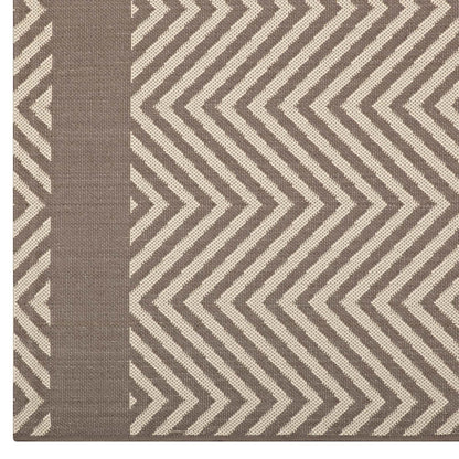 Modway Outlet Optica Chevron With End Borders Indoor and Outdoor 8x10 Area Rug by Modway  Living Room Rugs Light and Dark Beige - R-1141A-810