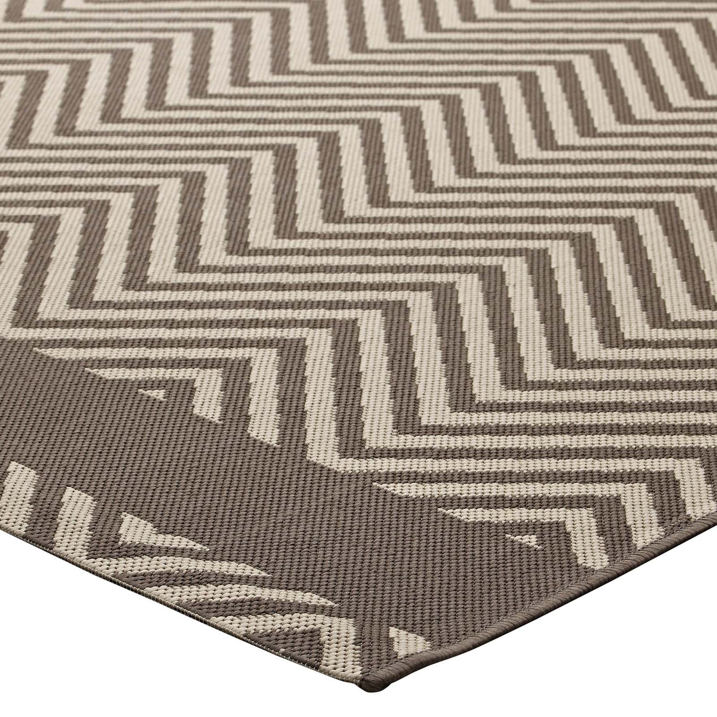 Modway Outlet Optica Chevron With End Borders Indoor and Outdoor 8x10 Area Rug by Modway  Living Room Rugs Light and Dark Beige - R-1141A-810