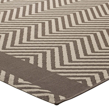 Modway Outlet Optica Chevron With End Borders Indoor and Outdoor 8x10 Area Rug by Modway  Living Room Rugs Light and Dark Beige - R-1141A-810