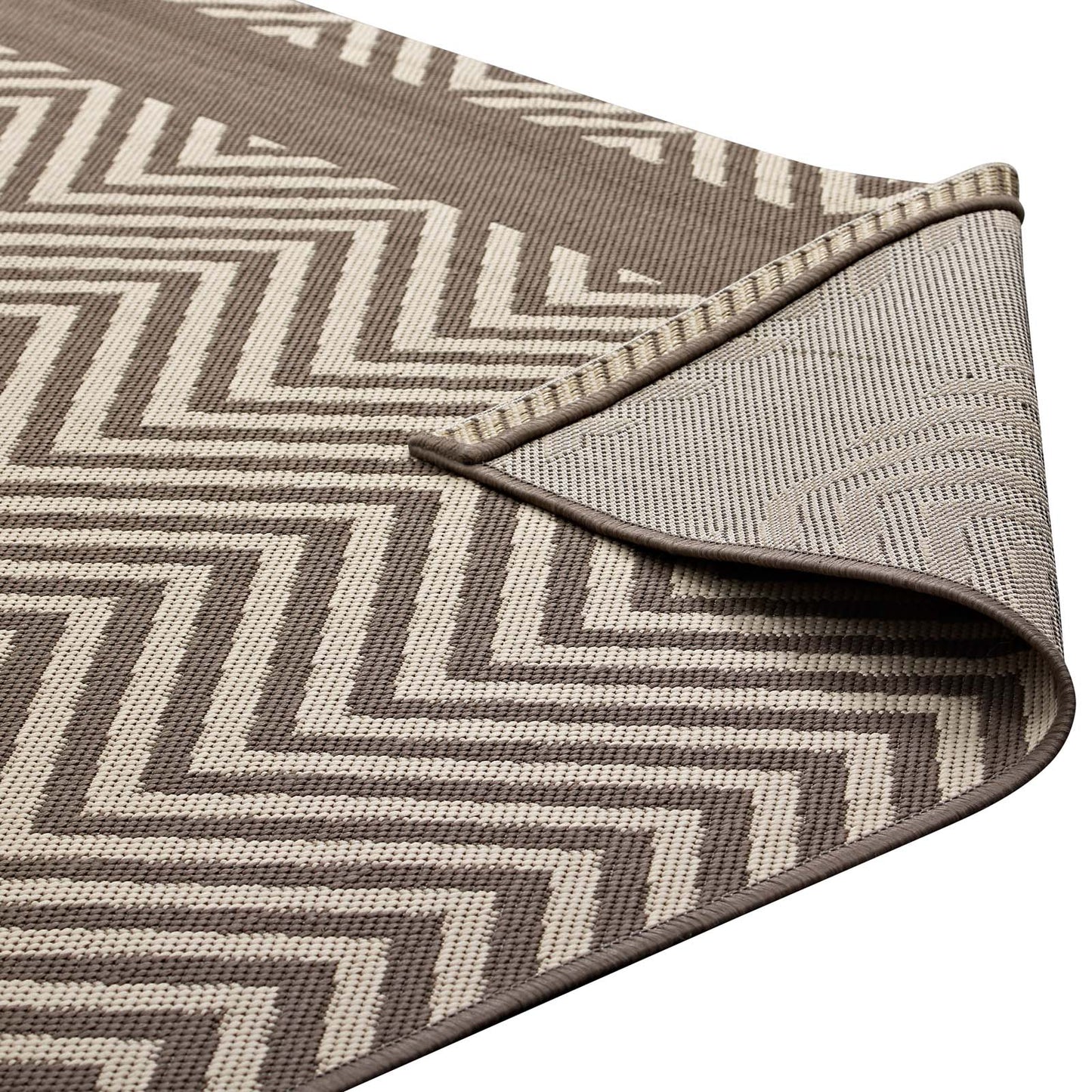 Modway Outlet Optica Chevron With End Borders Indoor and Outdoor 8x10 Area Rug by Modway  Living Room Rugs Light and Dark Beige - R-1141A-810