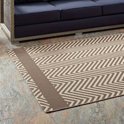 Modway Outlet Optica Chevron With End Borders Indoor and Outdoor 8x10 Area Rug by Modway  Living Room Rugs Light and Dark Beige - R-1141A-810