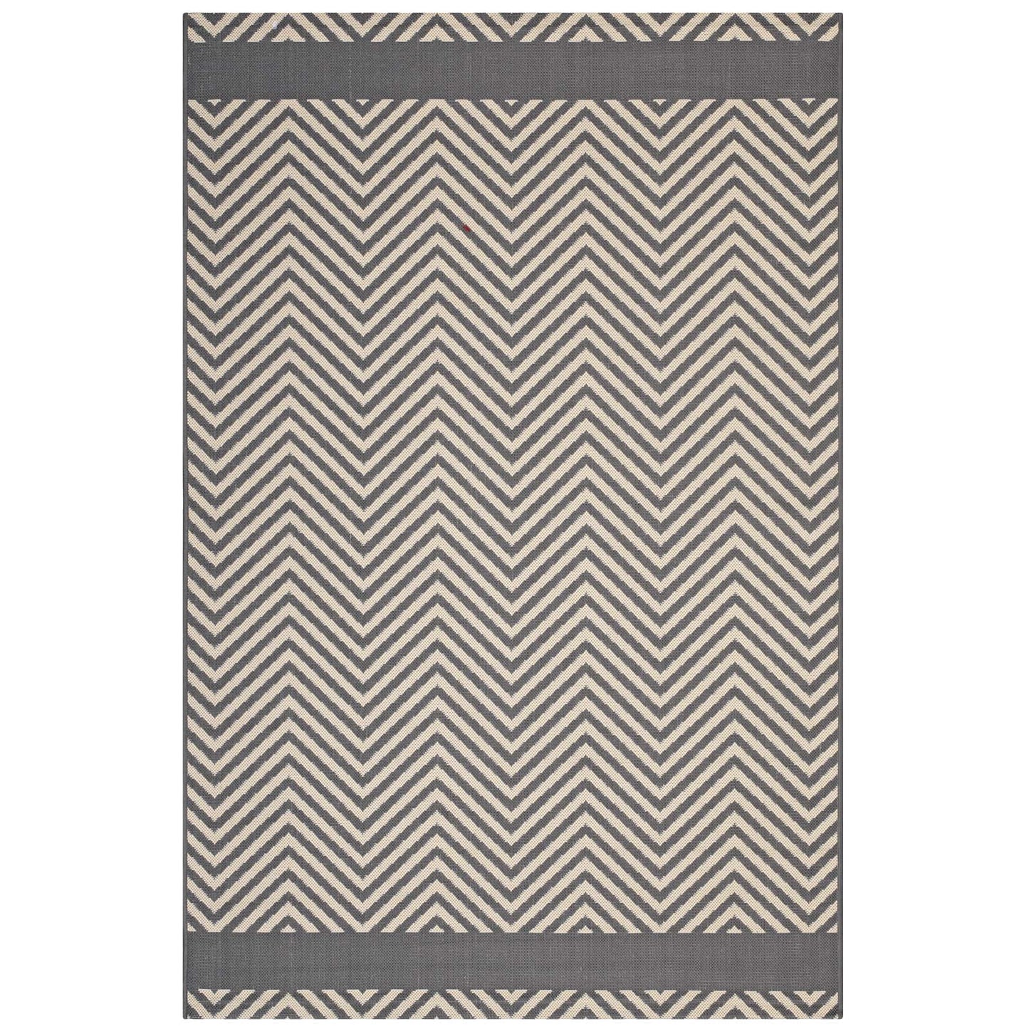 Modway Outlet Optica Chevron With End Borders Indoor and Outdoor 5x8 Area Rug by Modway  Living Room Rugs Gray and Beige - R-1141B-58