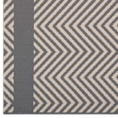 Modway Outlet Optica Chevron With End Borders Indoor and Outdoor 5x8 Area Rug by Modway  Living Room Rugs Gray and Beige - R-1141B-58