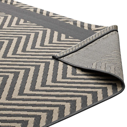 Modway Outlet Optica Chevron With End Borders Indoor and Outdoor 5x8 Area Rug by Modway  Living Room Rugs Gray and Beige - R-1141B-58