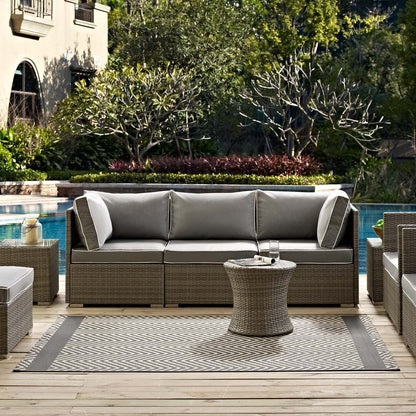 Modway Outlet Optica Chevron With End Borders Indoor and Outdoor 5x8 Area Rug by Modway  Living Room Rugs Gray and Beige - R-1141B-58