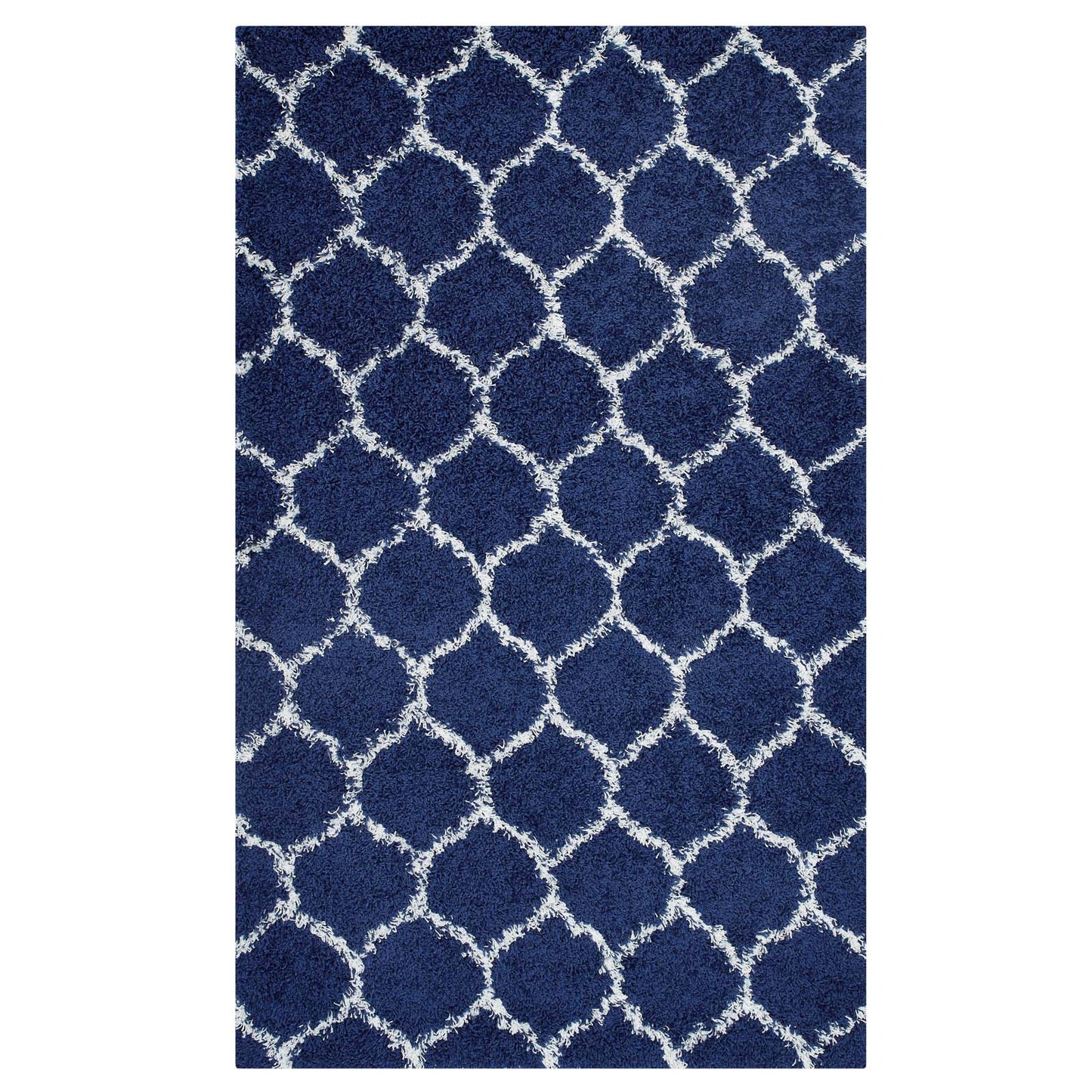 Modway Outlet Solvea Moroccan Trellis 5x8 Shag Area Rug by Modway  Living Room Rugs Navy and Ivory - R-1143A-58