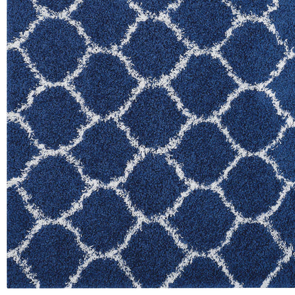 Modway Outlet Solvea Moroccan Trellis 5x8 Shag Area Rug by Modway  Living Room Rugs Navy and Ivory - R-1143A-58