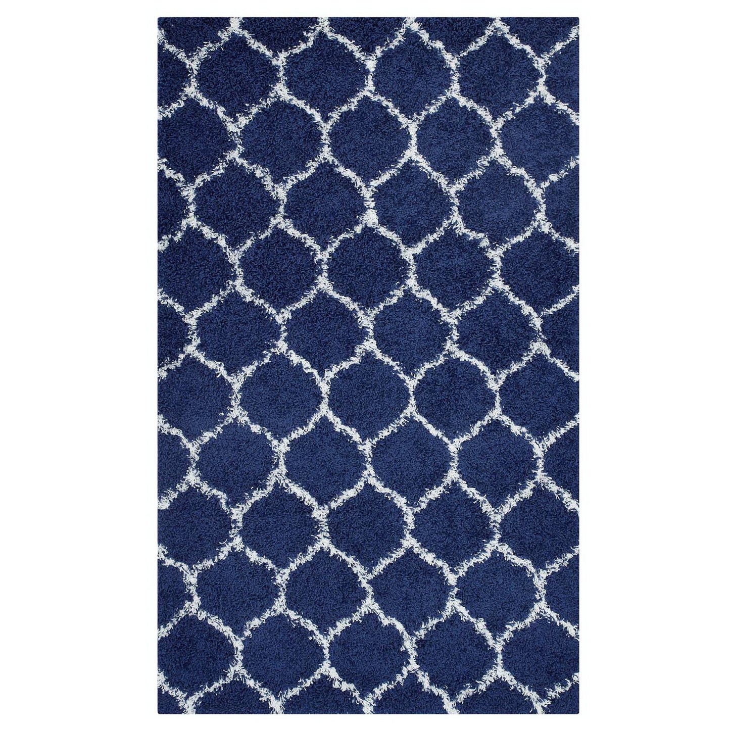 Modway Outlet Solvea Moroccan Trellis 8x10 Shag Area Rug by Modway  Living Room Rugs Navy and Ivory - R-1143A-810