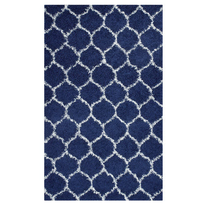 Modway Outlet Solvea Moroccan Trellis 8x10 Shag Area Rug by Modway  Living Room Rugs Navy and Ivory - R-1143A-810