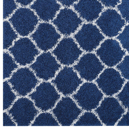 Modway Outlet Solvea Moroccan Trellis 8x10 Shag Area Rug by Modway  Living Room Rugs Navy and Ivory - R-1143A-810