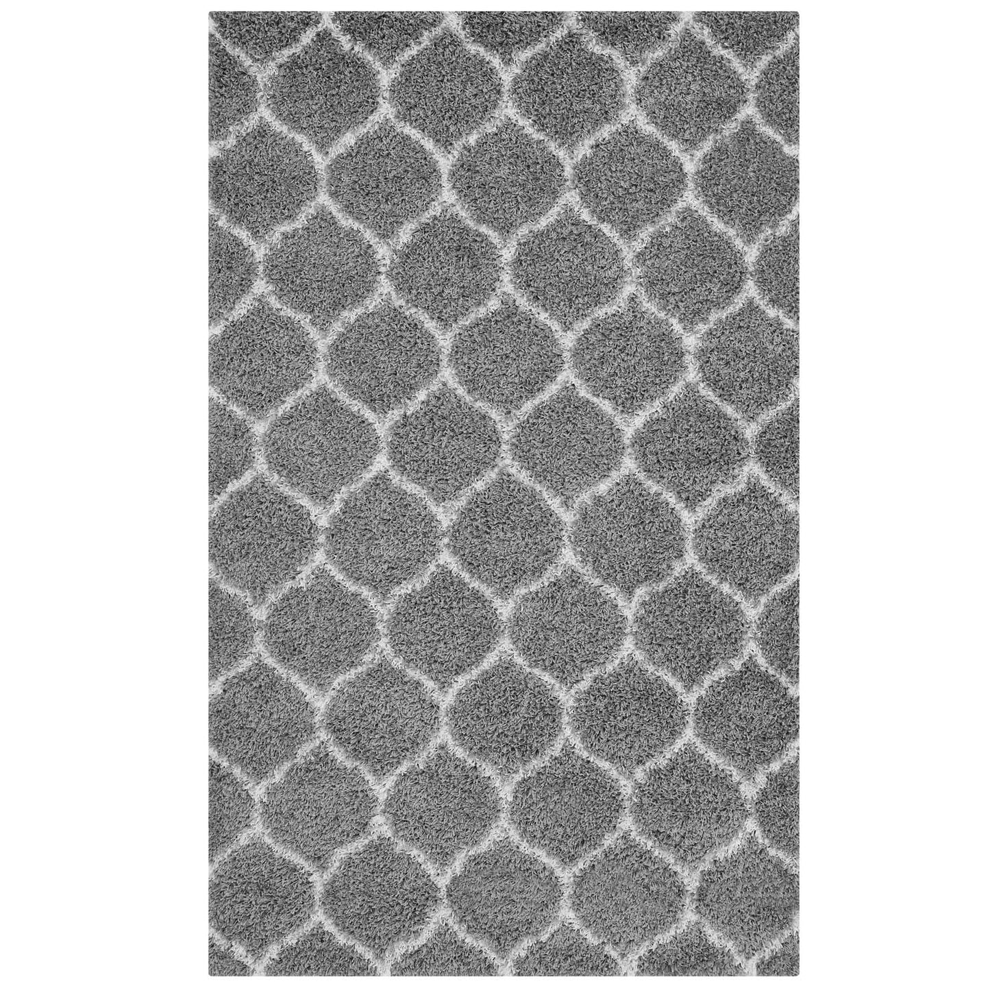 Modway Outlet Solvea Moroccan Trellis 5x8 Shag Area Rug by Modway  Living Room Rugs Gray and Ivory - R-1143B-58