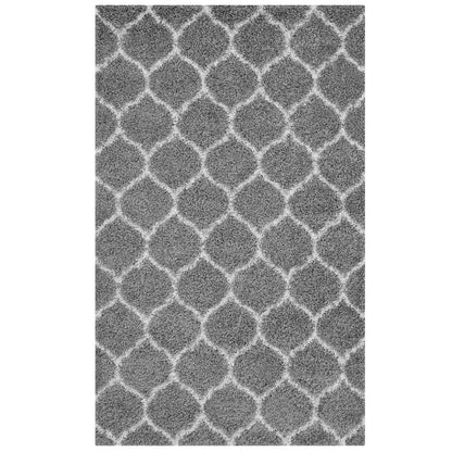 Modway Outlet Solvea Moroccan Trellis 5x8 Shag Area Rug by Modway  Living Room Rugs Gray and Ivory - R-1143B-58