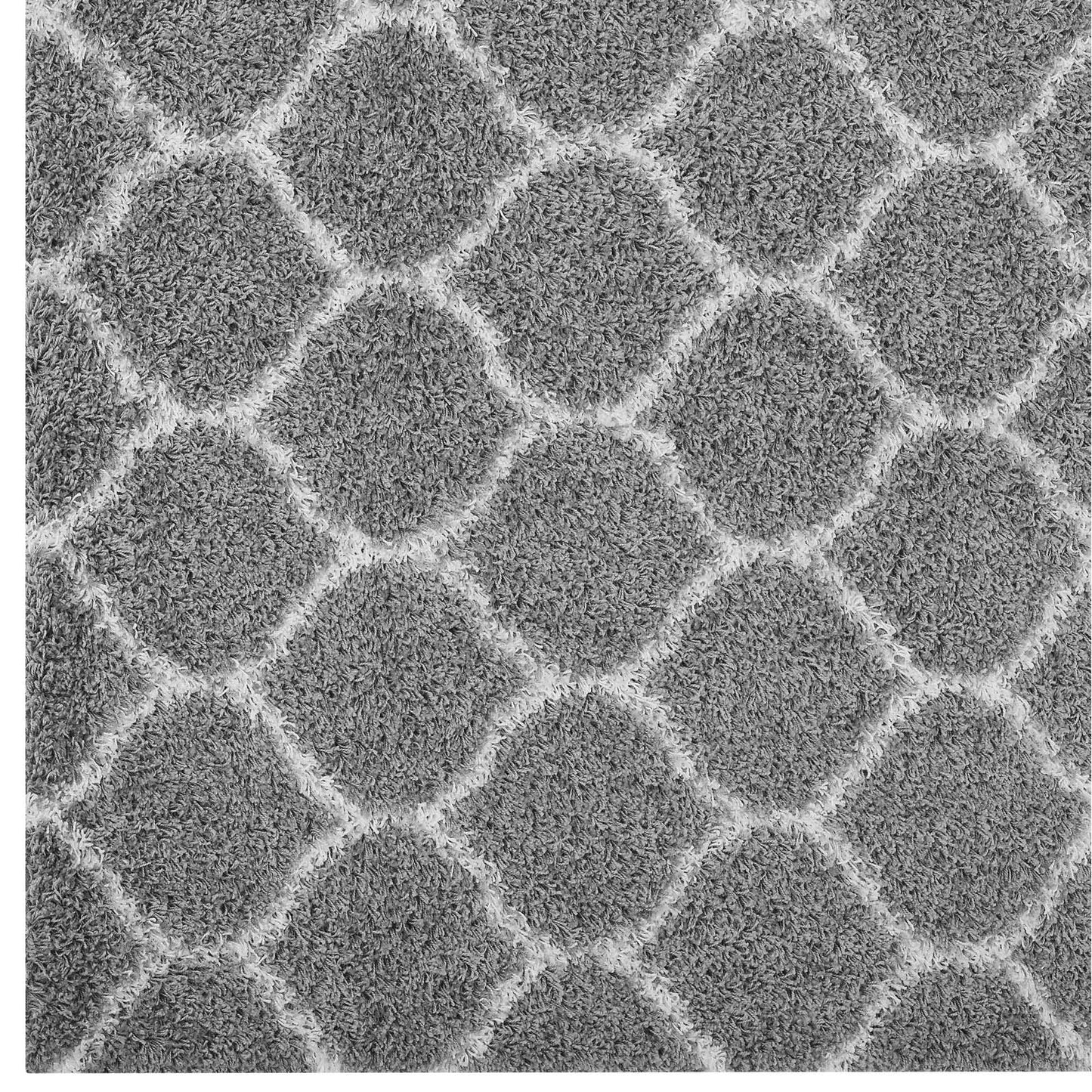 Modway Outlet Solvea Moroccan Trellis 5x8 Shag Area Rug by Modway  Living Room Rugs Gray and Ivory - R-1143B-58