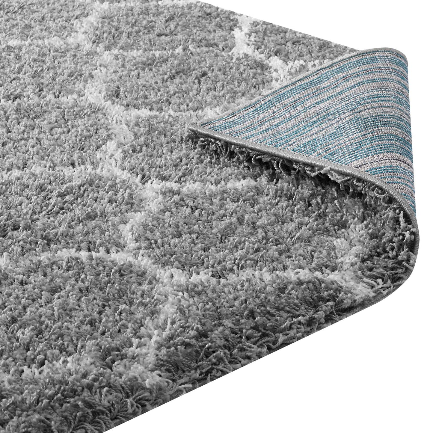 Modway Outlet Solvea Moroccan Trellis 5x8 Shag Area Rug by Modway  Living Room Rugs Gray and Ivory - R-1143B-58