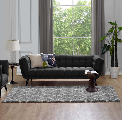 Modway Outlet Solvea Moroccan Trellis 5x8 Shag Area Rug by Modway  Living Room Rugs Gray and Ivory - R-1143B-58