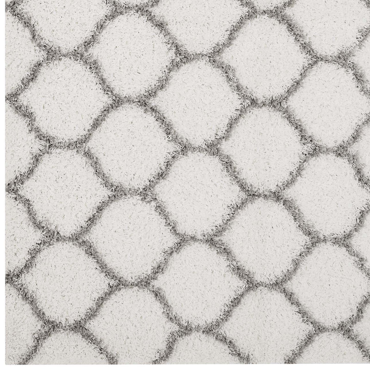 Modway Outlet Solvea Moroccan Trellis 5x8 Shag Area Rug by Modway  Living Room Rugs Ivory and Gray - R-1143C-58
