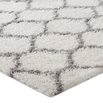 Modway Outlet Solvea Moroccan Trellis 5x8 Shag Area Rug by Modway  Living Room Rugs Ivory and Gray - R-1143C-58