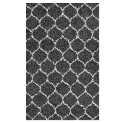 Modway Outlet Solvea Moroccan Trellis 5x8 Shag Area Rug by Modway  Living Room Rugs Dark Gray and Ivory - R-1143D-58